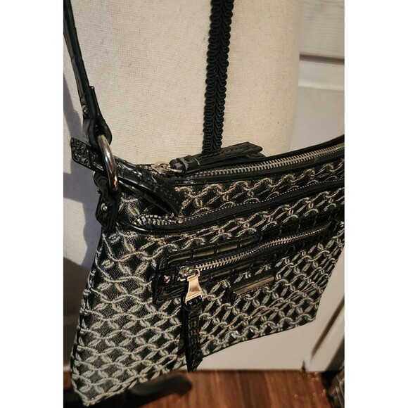 DANA BUCHMAN Black w/Silver Shimmer CROSSBODY Bag Purse Adjustable Strap EUC - Picture 5 of 12